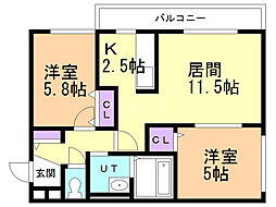 J-CITY.STELLA 2LDKの間取図画像