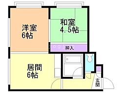 カトレアパークイレブン 2DKの間取図画像
