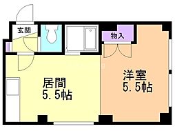 メゾン・ド・ボワール5円山 1DKの間取図画像