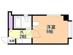 グロリーコート 1Kの間取図画像