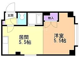 メゾン・ド・ボワール5円山 1DKの間取図画像