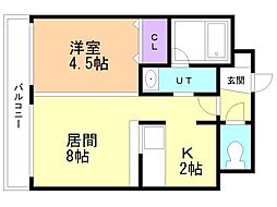 マリオン桑園 1LDKの間取図画像
