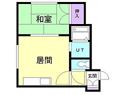 パークレジデンス鶴 1DKの間取図画像
