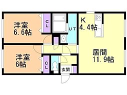 グランメール円山 2LDKの間取図画像