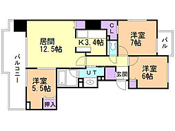 シティハウス円山 3LDKの間取図画像