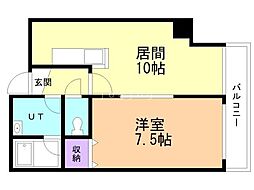 フォーシーンビル 1LDKの間取図画像