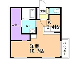カレラ伏見 1Kの間取図画像