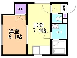 メゾニティー南円山 1DKの間取図画像