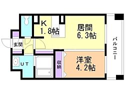 KGSquareS6 1LDKの間取図画像