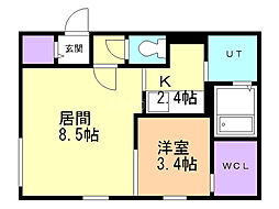 WTB南17 1LDKの間取図画像