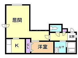 ドミシール宮の森 1DKの間取図画像
