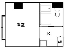 キャッスル813L.T 1Kの間取図画像