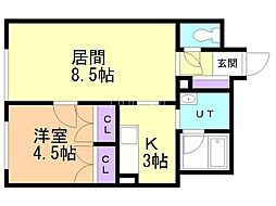 ラスタ宮の森 1LDKの間取図画像