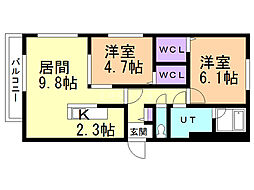 ブランシャール幌西 2LDKの間取図画像