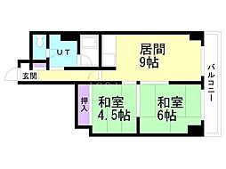 ドミ16中島公園 2DKの間取図画像