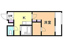 レオパレスグレイス 1Kの間取図画像