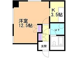 エシール南五条 1Kの間取図画像