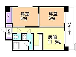 リナ・パートナーズ南2条 2LDKの間取図画像