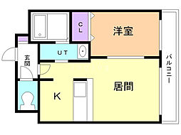 マリオン桑園 1LDKの間取図画像
