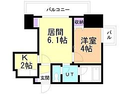 プライヴェル山鼻壱番館 1DKの間取図画像