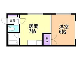 みなみマンション1 1DKの間取図画像