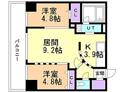 COLORE知事公館前 2LDKの間取図画像