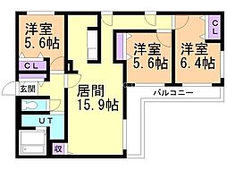 ZABOHILLSYAMAHANA 3LDKの間取図画像