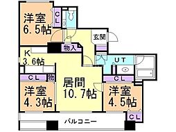 リビオ札幌時計台通り 3LDKの間取図画像