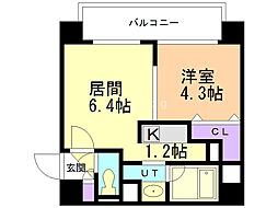 NorthPoints北円山 1DKの間取図画像
