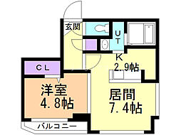 PLAZA緑丘 1LDKの間取図画像