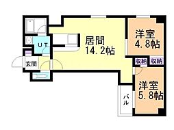 CITYSPIRE南3条 2LDKの間取図画像
