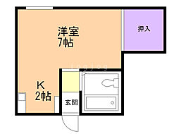 コーポ鈴 1Kの間取図画像