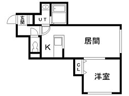レイディアント南9条 1LDKの間取図画像