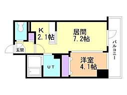 グランカーサ南6条 1LDKの間取図画像