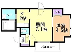 クレエル大通 1LDKの間取図画像