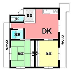 キャッスル岡崎マンション 2LDKの間取図画像