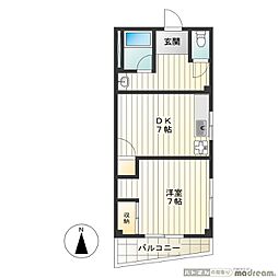 メトロサイド馬込 1DKの間取図画像
