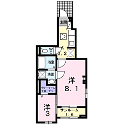 マーベラス 1階2Kの間取り
