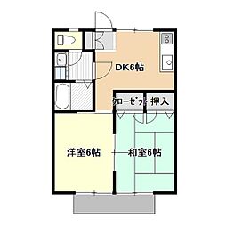 フラワーコーポ 2DKの間取図画像