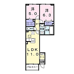 プラシードII 2LDKの間取図画像