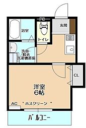 ウエストハイム東松山 1Kの間取図画像