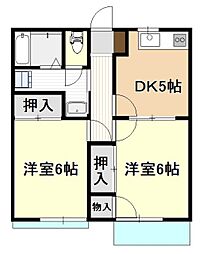 ソレアードAI 2DKの間取図画像