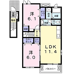 クロノス1 2LDKの間取図画像