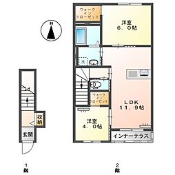 シンパティコ 2LDKの間取図画像