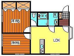 グリーンキャッスル2 2LDKの間取図画像