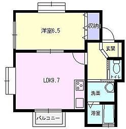レジデンスウイスビー 1LDKの間取図画像