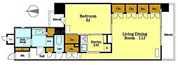 エリートレジデンス宮益坂 1LDKの間取図画像