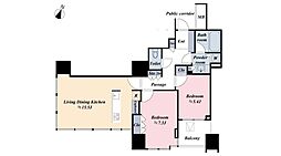 大崎ウエストシティタワーズE棟 2LDKの間取図画像