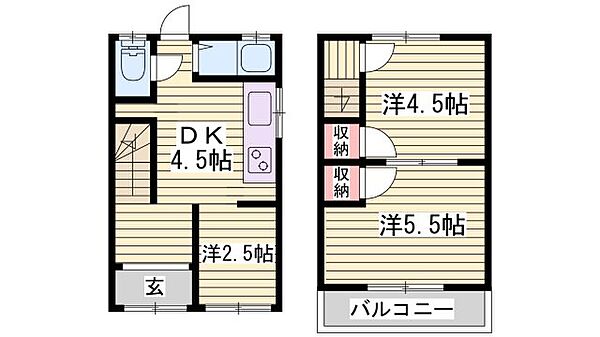 高島二戸一II ｜兵庫県姫路市飾磨区中野田3丁目(賃貸一戸建3DK・1階・46.60㎡)の写真 その2