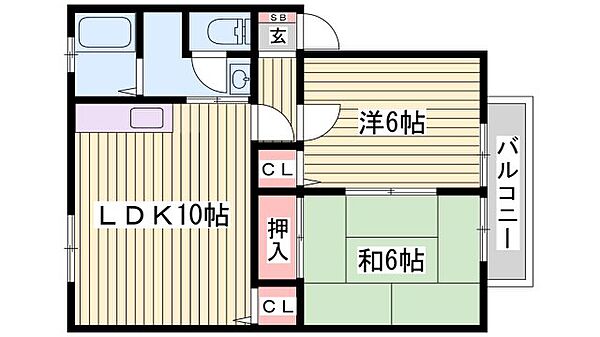 クレール香呂Ｂ棟 ｜兵庫県姫路市香寺町香呂(賃貸アパート2LDK・2階・52.80㎡)の写真 その2